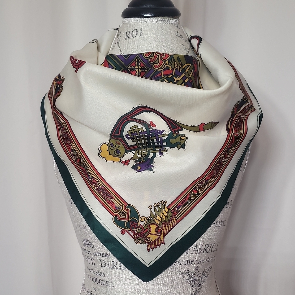 Vintage Book of Kells Irish Celtic Print Scarf Ireland